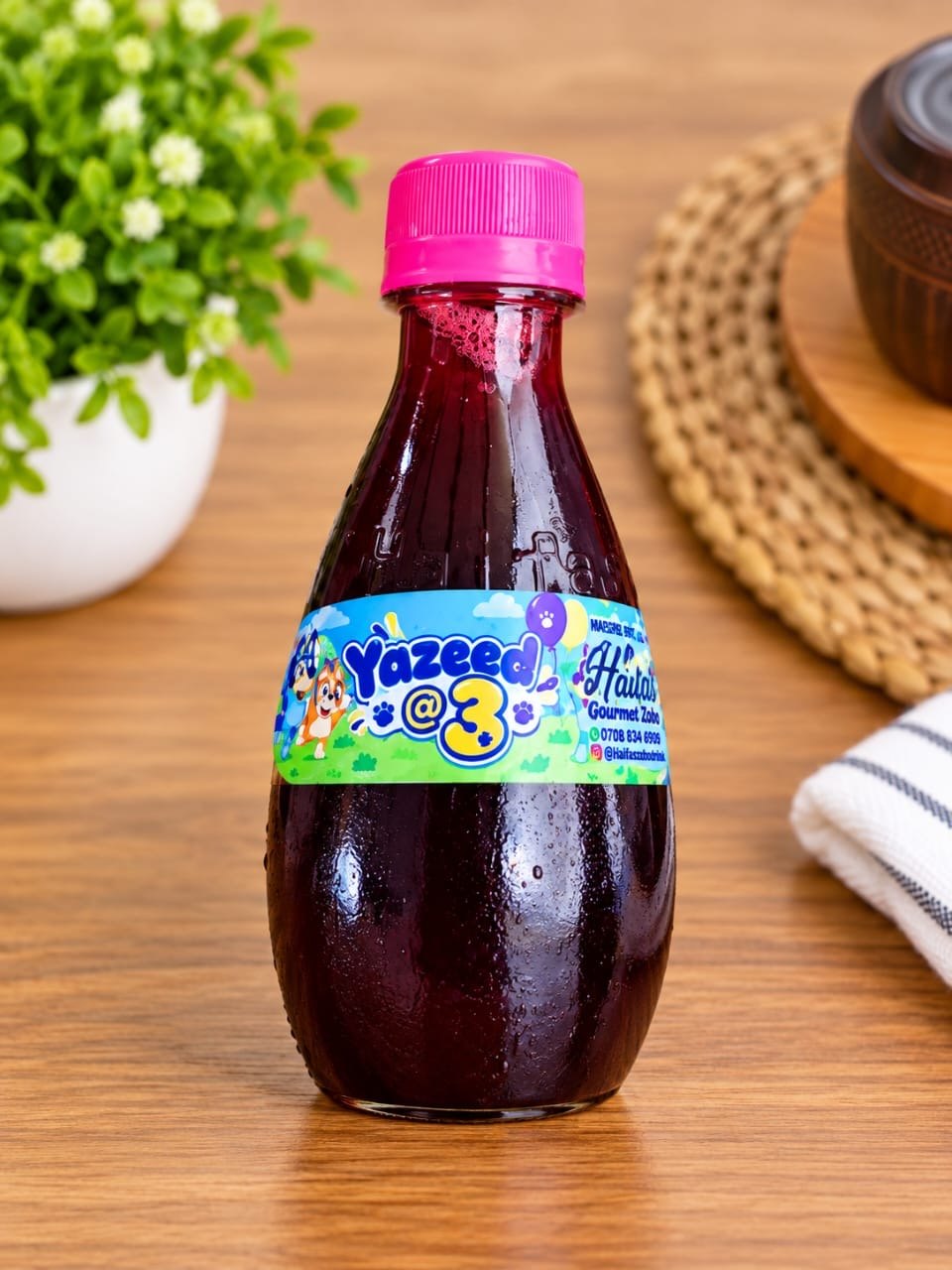 Cocktail Zobo with a birthday sticker