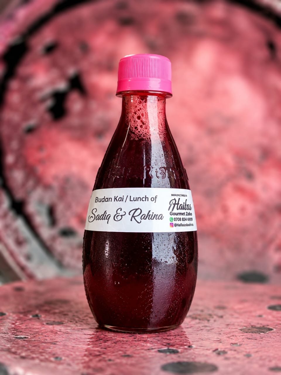 Cocktail Zobo with a wedding lunch sticker